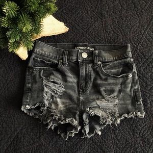 Distressed Express Denim Shorts